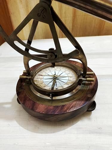 Nautical Brass Alidade Telescope with Compass Base - Retirement Gift for Him