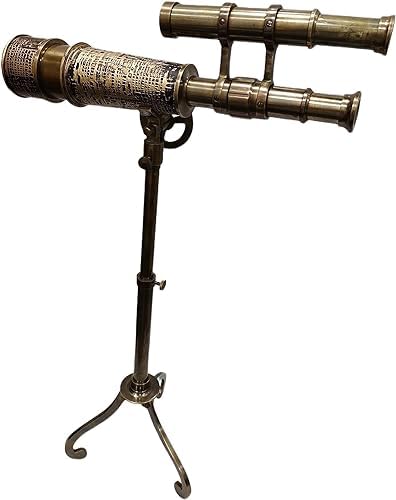 10 Inch Double Barrel Brass Telescope with Adjustable Stand