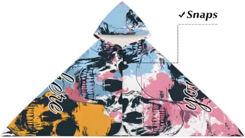 Custom Skull Pattern Kids Beach Towel with Hood
