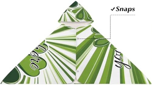 Green Shamrock Personalized Kids Beach Towel with Hood