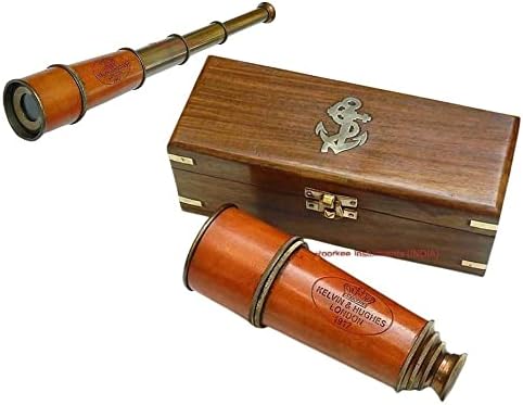 RII Antique Brass Spyglass with Leather Case