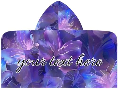 Purple Personalized Kids Beach Towel with Butterfly Design