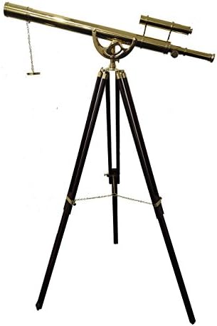 Decorative Nautical Brass Telescope with Brown Tripod