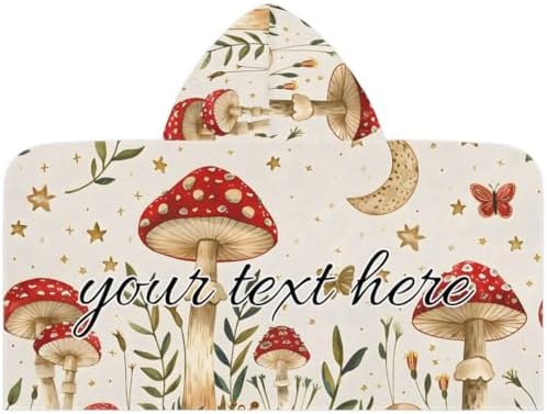 Modern Mushroom Personalized Kids Beach Towel for Boys Girls