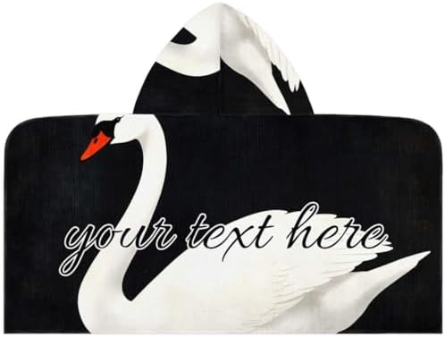 White Swan Personalized Kids Beach Towel for Boys Girls