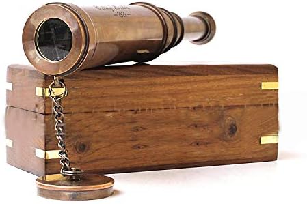 Vintage Copper Finish Telescope with Wooden Box