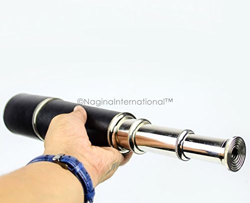 Nautical Pirate Spyglass with Brass Anchor Emblem and Rosewood Box