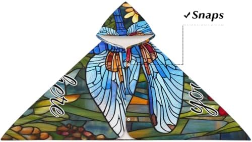 Personalized Kids Hooded Beach Towel with Dragonfly Print