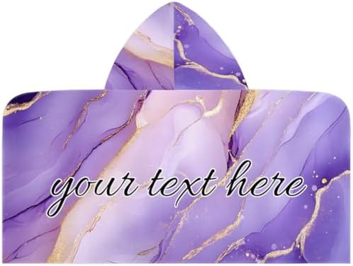 Purple Marble Personalized Kids Beach Towel with Hood