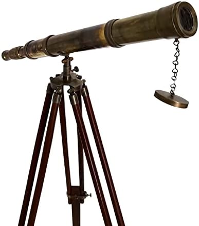 Antique Floor Standing Brass Telescope 52 Inches