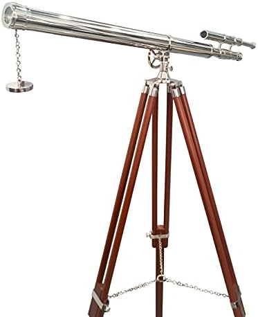 Nautical Double Barrel Telescope with Brass and Wood Stand