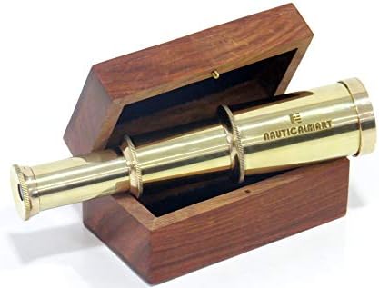 Brass Nautical Telescope 6 Inch Pirate Spyglass with Rosewood Box