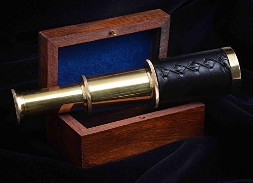 Handheld Brass Pirate Telescope with Wooden Box