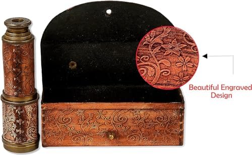 Antique Decor Spyglass with Leather Case