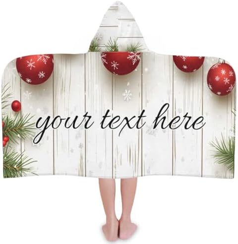 Personalized Kids Hooded Beach Towel with Name Christmas Design