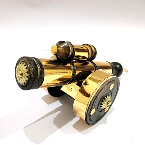 Ganga Nautical Decorative Brass Telescope with Black Wood Stand