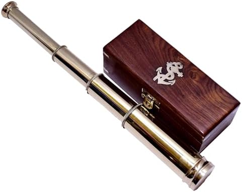 Vintage Brass Telescope with Rosewood Case