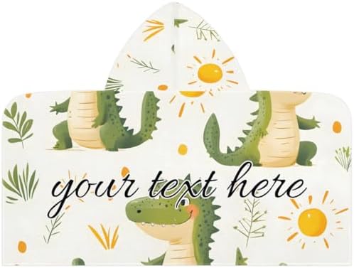 Personalized Kids Hooded Beach Towel with Cute Crocodile Design