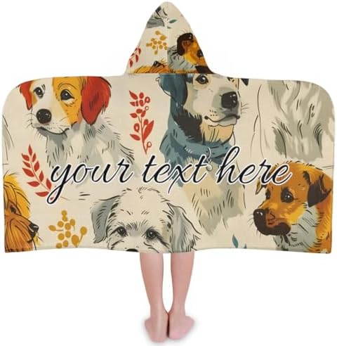 Retro Dogs Leaf Personalized Kids Beach Towel