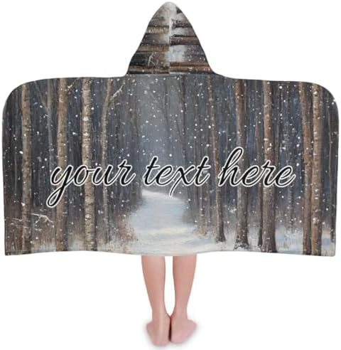 Personalized Kids Hooded Beach Towel with Snow Forest Design