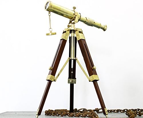 Antique Brass Wooden Telescope Desktop Decor