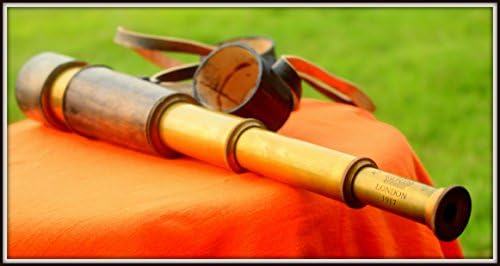Antique Style Brass Telescope with Leather Cover
