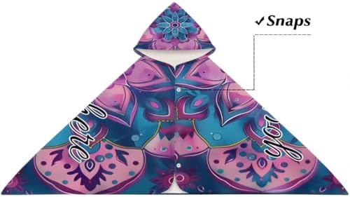 Mandala Purple Flower Personalized Kids Beach Towel with Hood