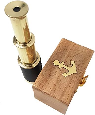 Pirate Brass Telescope with Anchor Design - Nautical Collectible and Functional Navigation Tool