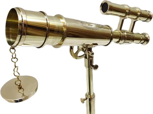 Vintage Brass Telescope with Wooden Tripod 1