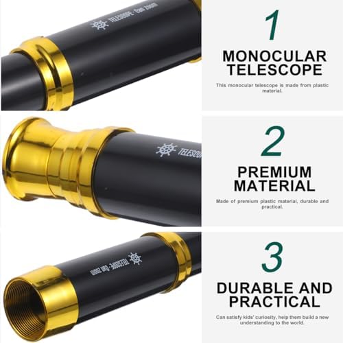 Kids Pirate Telescope - Adjustable 3-Section Handheld Monocular Spyglass Toy for Children