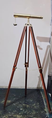 Antique Brass Nautical Telescope with Tripod for Outdoor Use