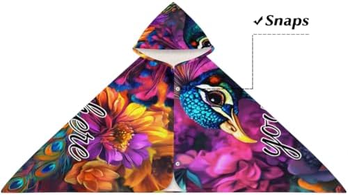 Peacock Personalized Kids Beach Towel for Boys Girls