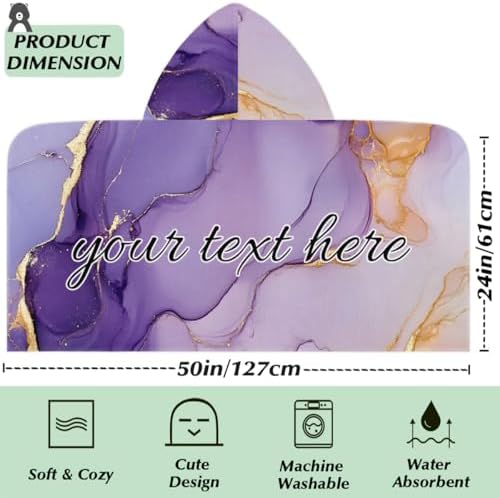 Purple Marble Personalized Kids Beach Towel with Hood 1