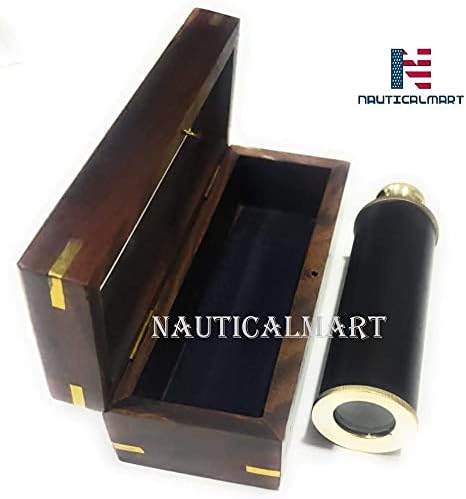 14 Inch Brass Pirate Telescope with Wooden Case