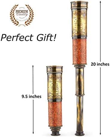 Handcrafted Brass Telescope with Leather Accents