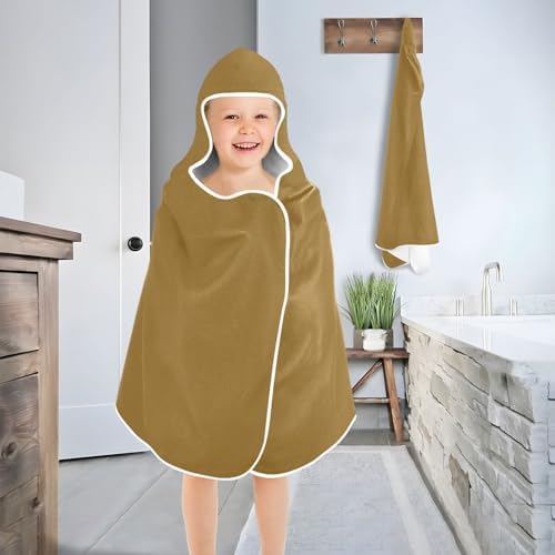 GAIGEO Khaki Kids Hooded Bath Towels