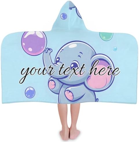 Blue Elephant Personalized Kids Beach Towel with Hood