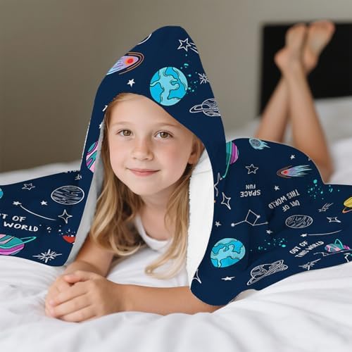 Space Hooded Beach Towel For Kids 30x50