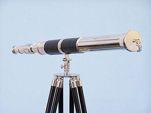 Hampton Nautical Floor Standing Chrome Telescope 60 Decor