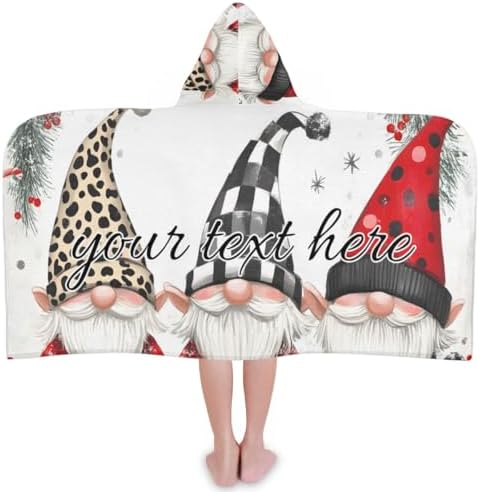 Personalized Christmas Gnome Kids Hooded Bath Towel