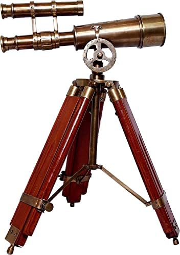 Victorian Marine Telescope 18x Pirate Spyglass with Rosewood Stand