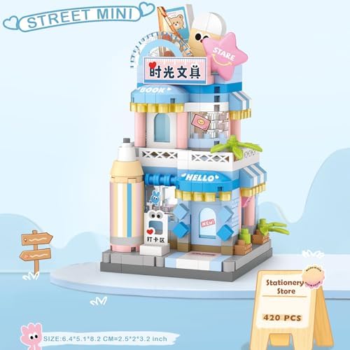 MEIEST 4-Pack Mini City Shop Building Blocks Set