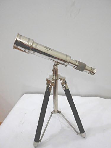 Solid Brass Telescope with Wooden Stand Nautical Decor