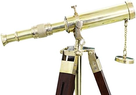 Antique Brass Wooden Telescope Desktop Decor