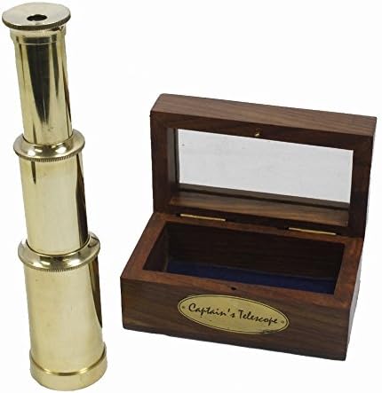 6 Handheld Brass Telescope with Wooden Box 1