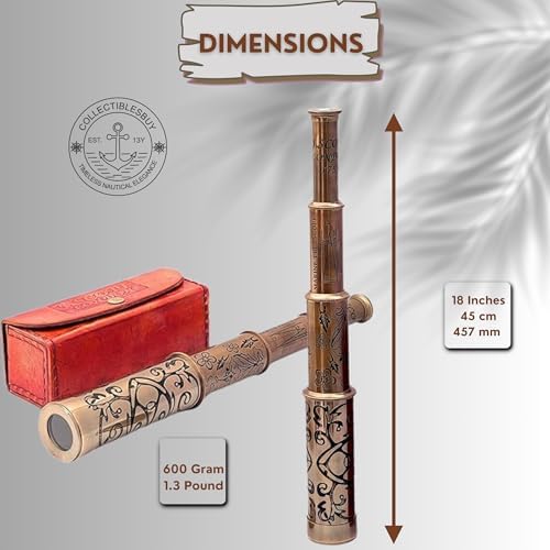 Handmade Retro Brass Telescope with Leather Box