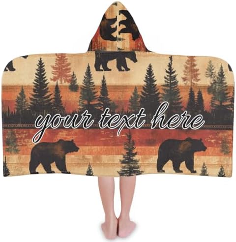 Personalized Kids Bear Beach Towel with Hood