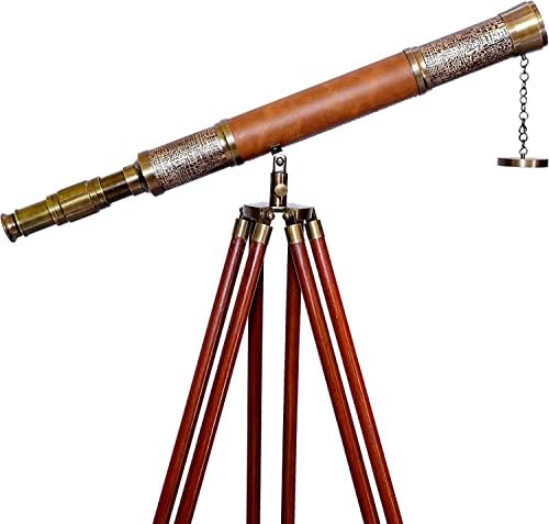 Nautical Antique Brass Telescope Floor Standing Decor