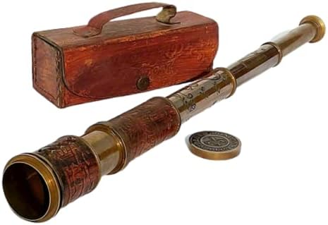 Heynz Antique Brass Telescope with Leather Box