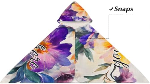 Boho Floral Personalized Kids Beach Towel with Hood 1